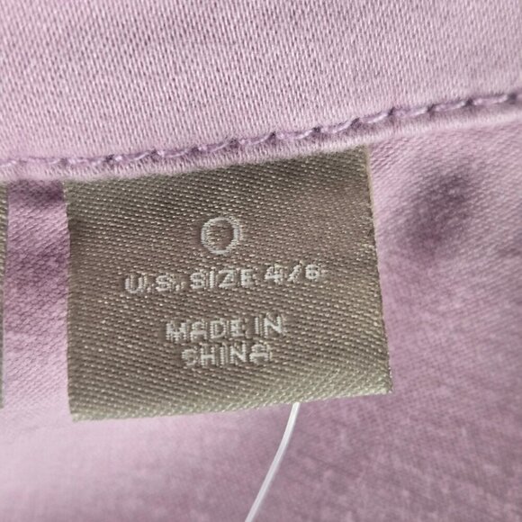 Chico's Size 0 (US Small) Soft Lilac Sateen Jean Jacket Logo Buttons Collar NWT - Picture 13 of 16